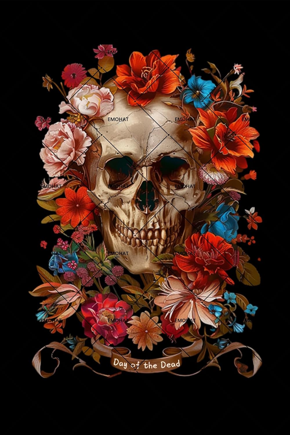 Halloween Skeleton Decoration - EMOHAT Skull Metal Sign Gothic Flower