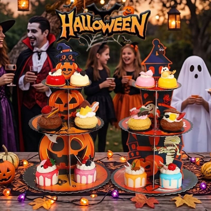 1-4PCS 3 Tier Spiderweb Desser - Spider Web Halloween Decoration recension och pris