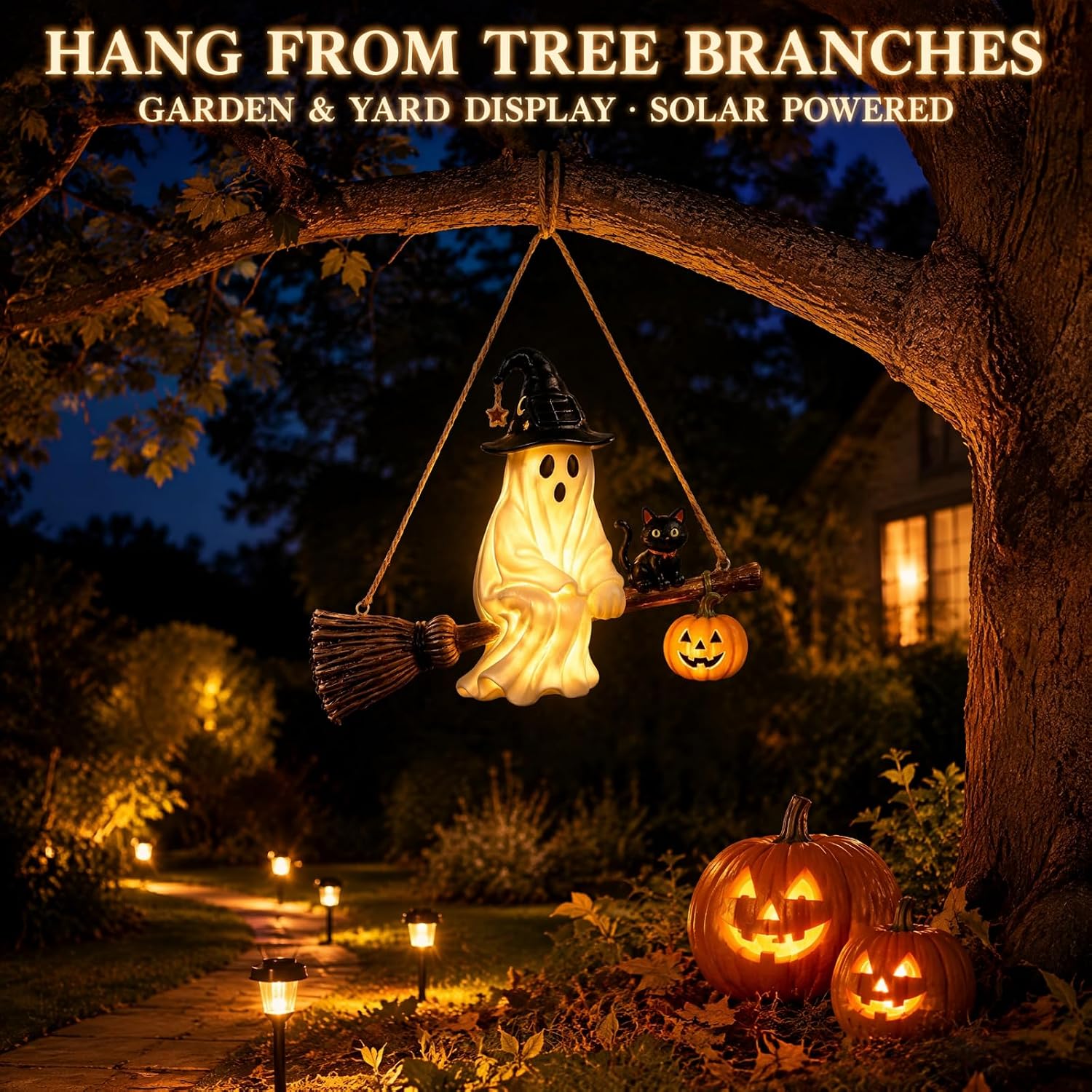 Solar Ghost Chandelier Hallowe - Pumpkin Lantern Halloween recension och pris