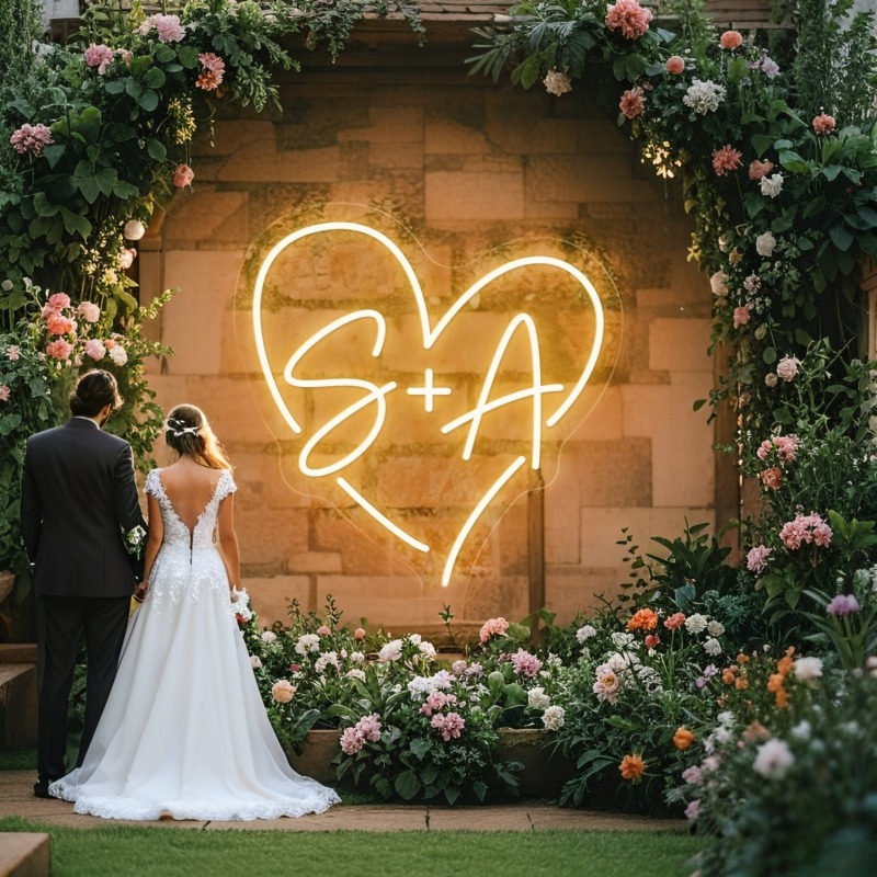 Custom Initials Heart LED Neon - Halloween Party Supplies recension och pris