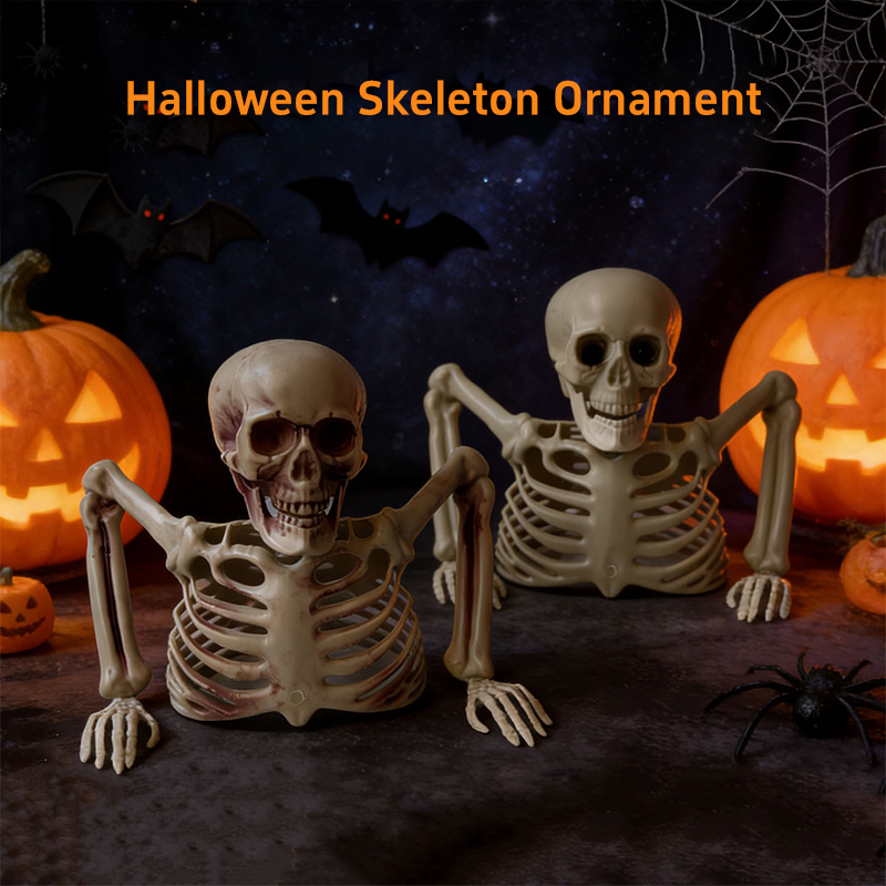 Horror Half Skeleton Skull Orn - Halloween Skeleton Decoration recension och pris