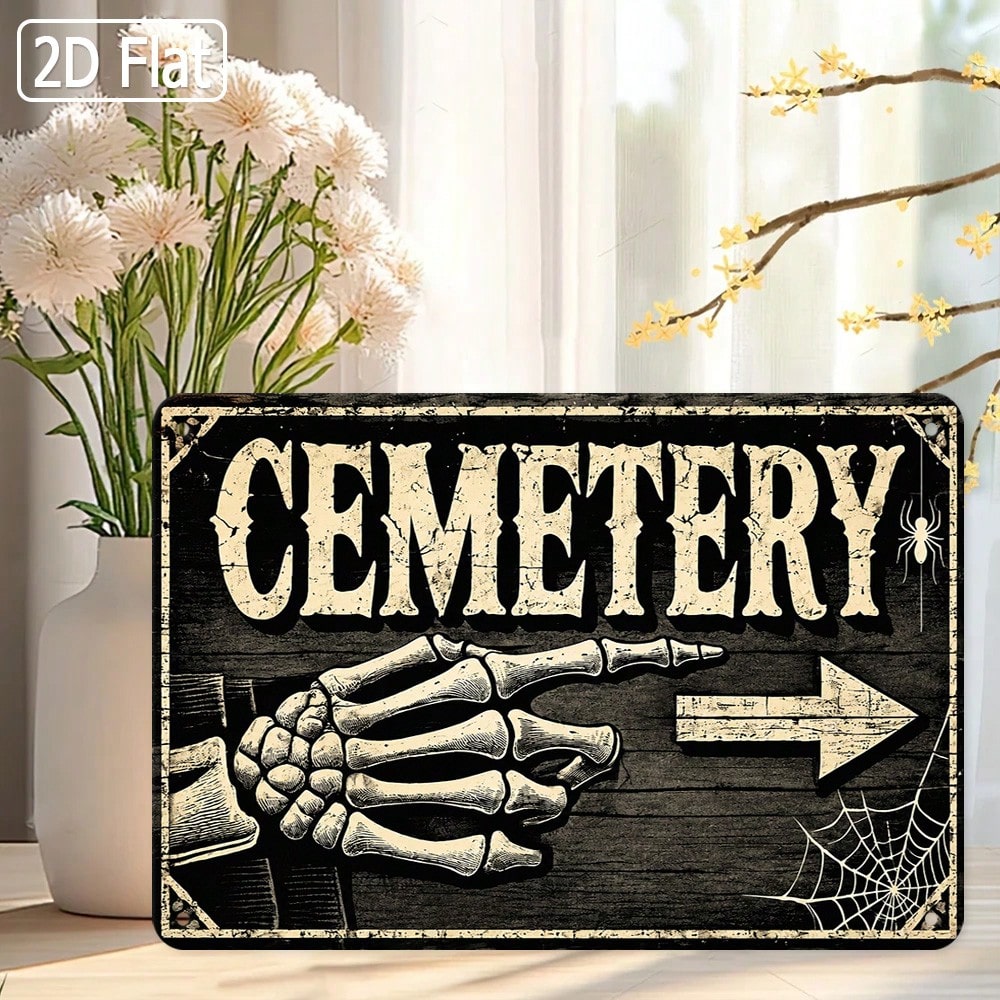 1pc 2D Flat Tin Sign - Vintage - Halloween Skeleton Decoration recension och pris