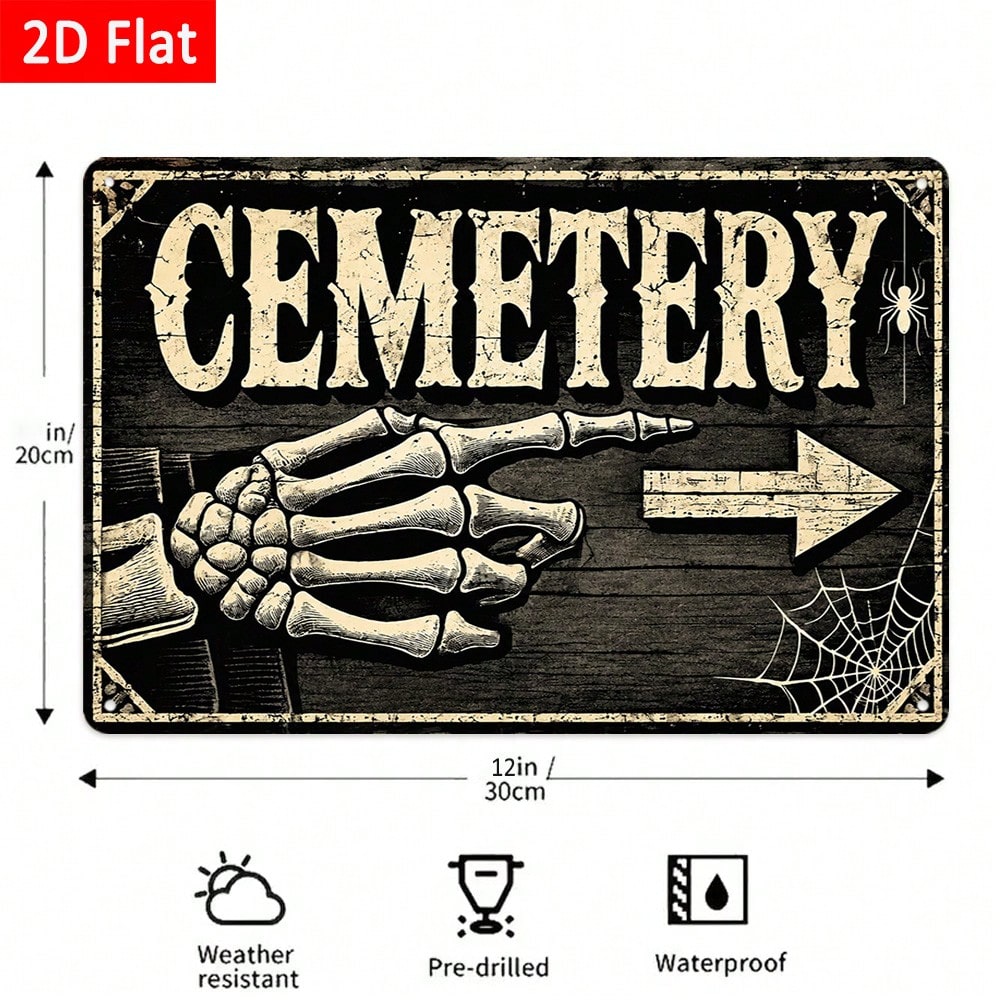1pc 2D Flat Tin Sign - Vintage - Halloween Skeleton Decoration recension och pris