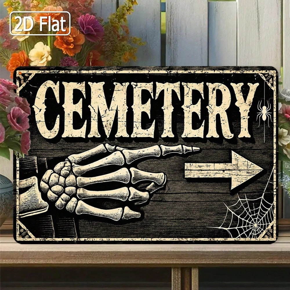 1pc 2D Flat Tin Sign - Vintage - Halloween Skeleton Decoration recension och pris