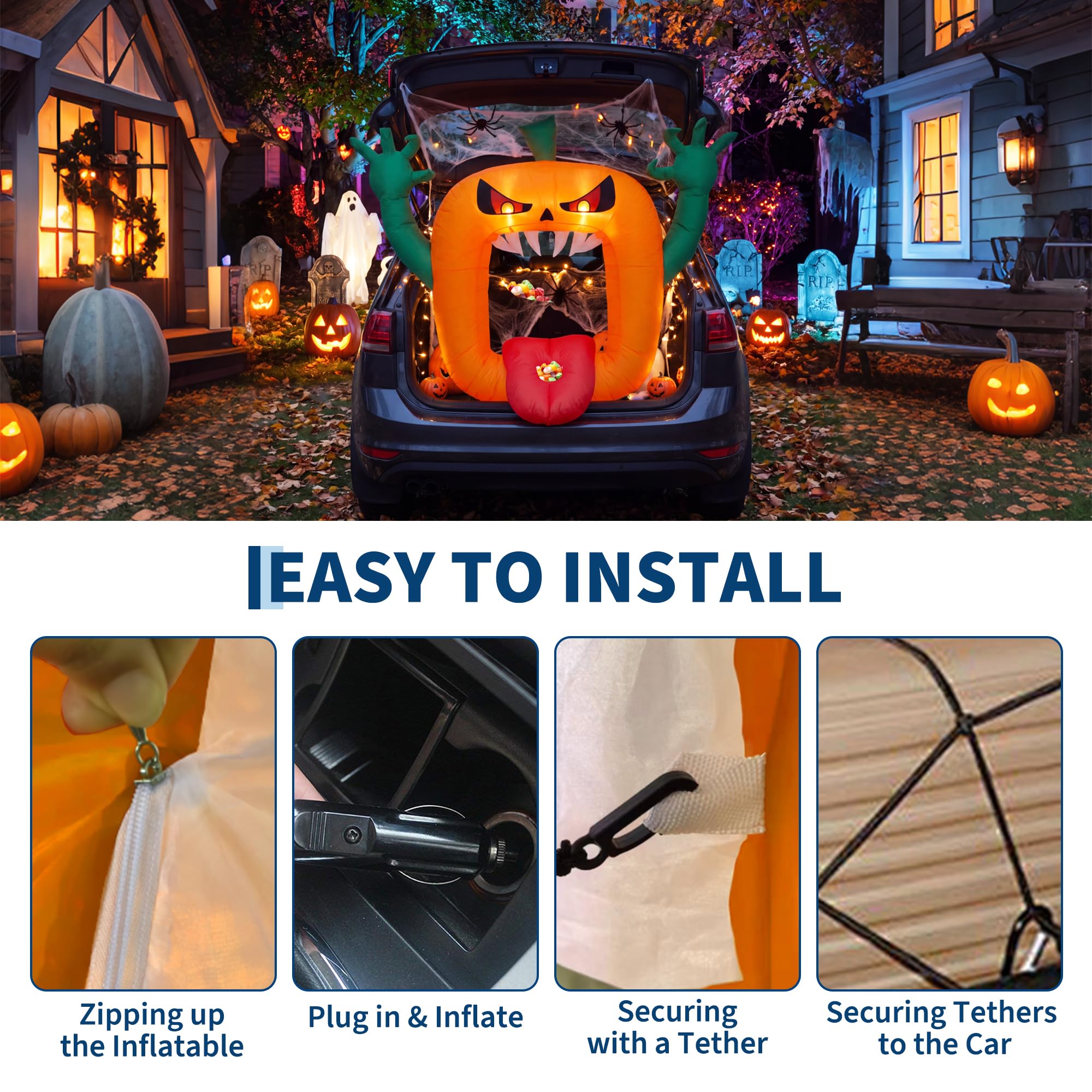 6FT Halloween Inflatables Scar - Halloween Pumpkin Decor Led recension och pris
