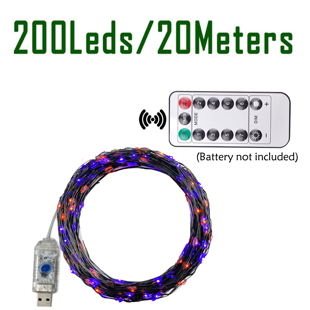100/200LEDs String Lights Oran - Halloween Led String Lights Orange recension och pris